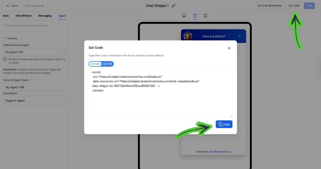 embed chat widget on website