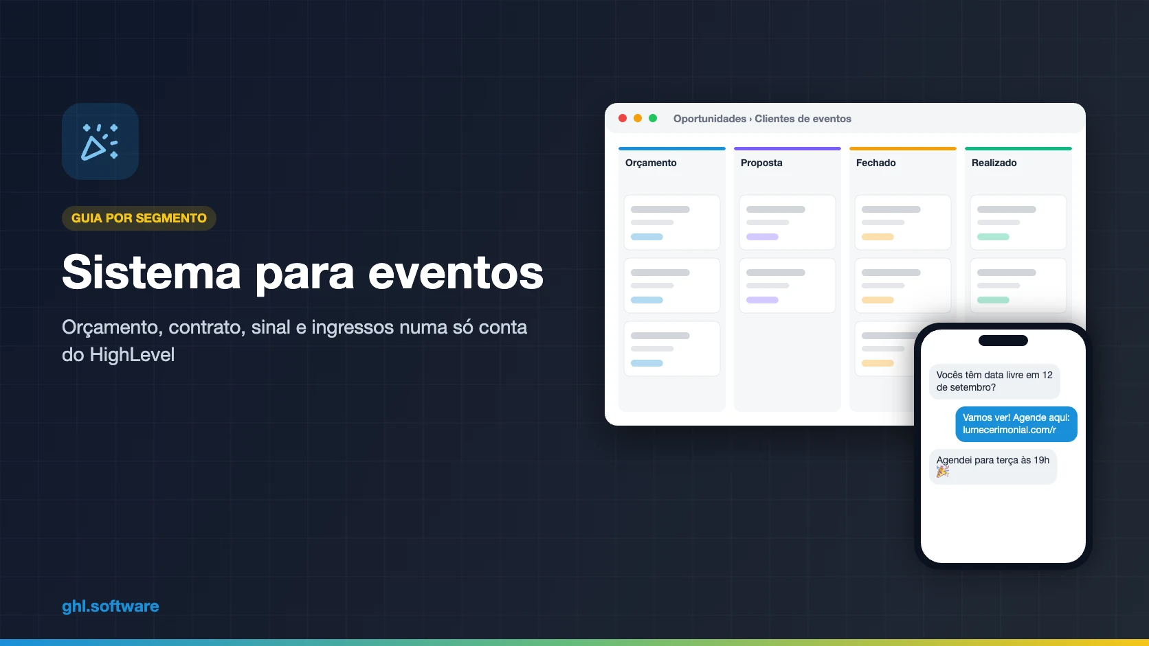Sistema para eventos no HighLevel com funil de clientes e conversa pelo WhatsApp
